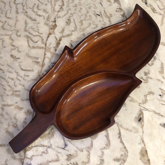 Carved Wood‎ Leaf Tray - Picture 1 of 6